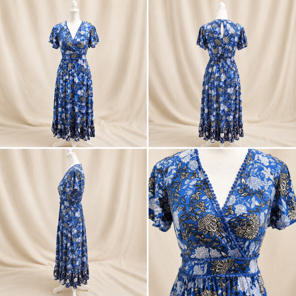 Jessica Simpson Juniors L Floral Maxi Dress Boho Cottagecore Romantic Fairycore
